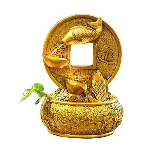WAOCEO Goldener Koi-Fisch Tischbrunnen