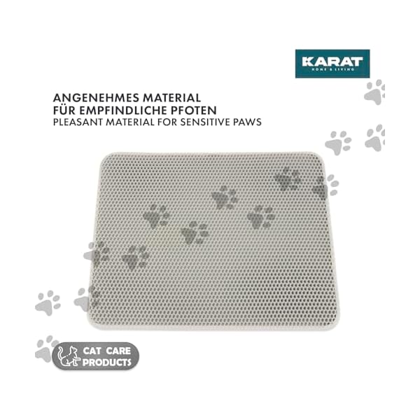 KARAT Katzenstreumatte XXL 76 x 61 cm - wasserdichte Unterlage für Katzentoilette - Katzenmatte schützt den Boden vor Katzenstreu - Matte Katzenklo (Charly) (Grau) – Bild 8
