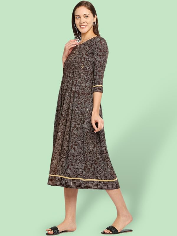 Image of DUMMY SHAPE Women's Rayon Anarkali Maternity Dress & Feeding Kurti with Zippers