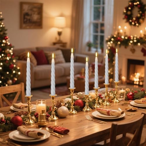 Image of Wondise Flameless Taper Candles with Remote Timer White