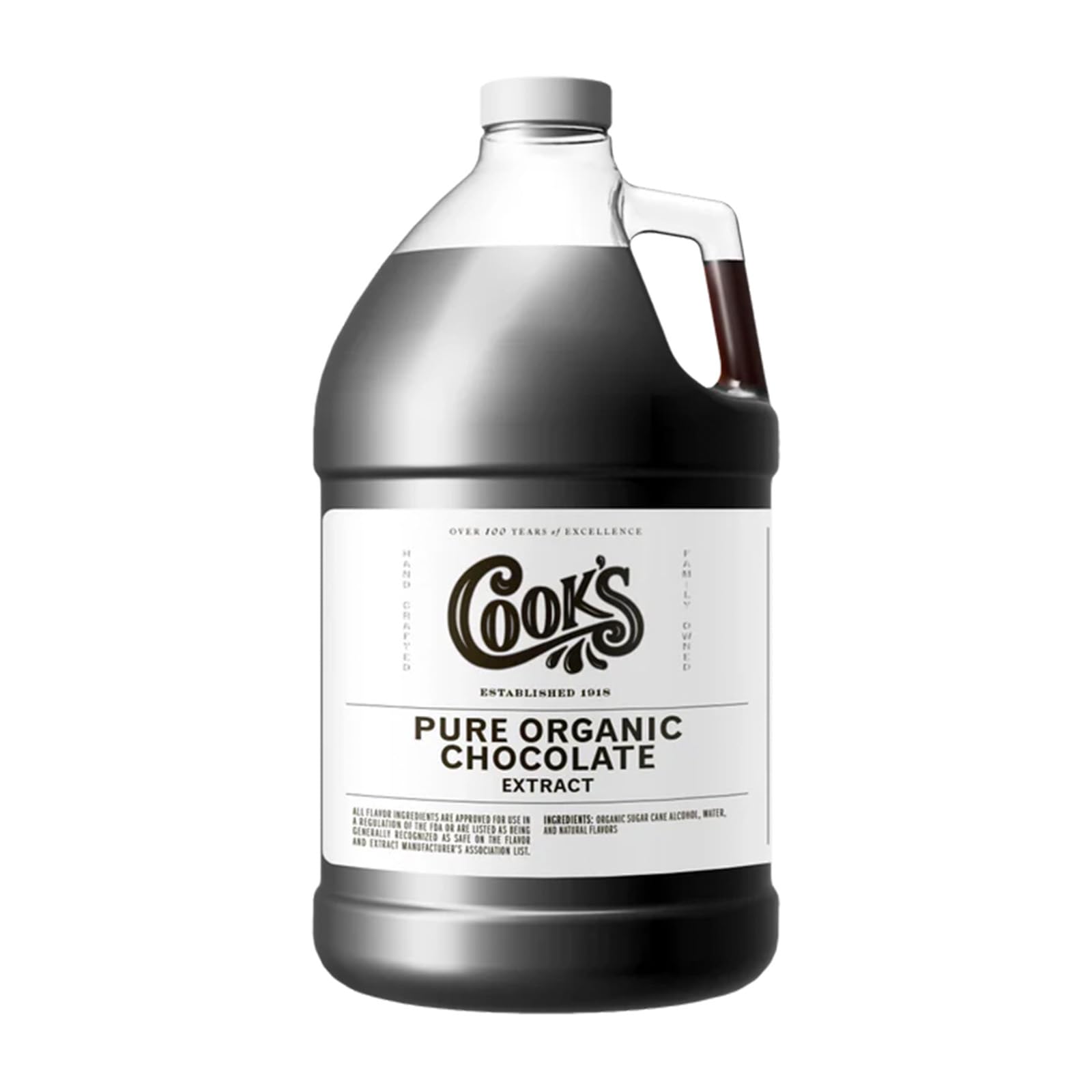 Cook's, Organic Chocolate Extract, for Beverages, Cakes, and Cookies, 128 Ounces (1 Gallon)