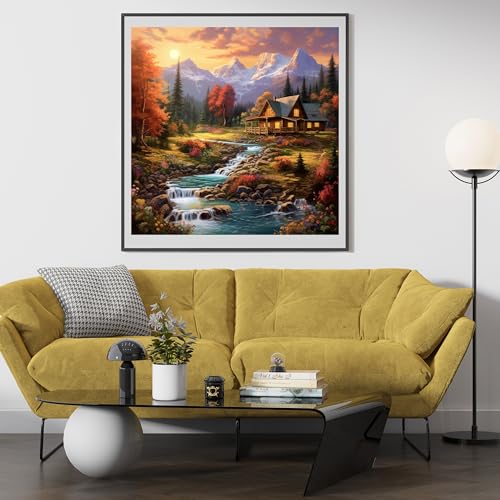 Image of 14CT Counted Cross Stitch Kits for Adults Mountain Flowers Advanced Stamped Cross Stitch Kits for Adults (Mountain 6)