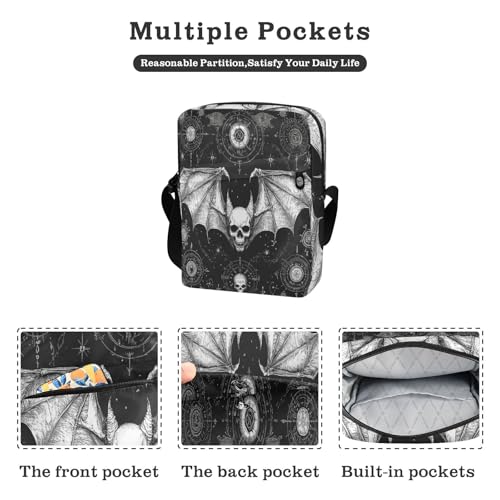 messenger bag cute Crossbody Bags For Women Shoulder Hand Bag For Woman Adjustable Strap for outdoor sports outdoor sports- Evil Skull Black2