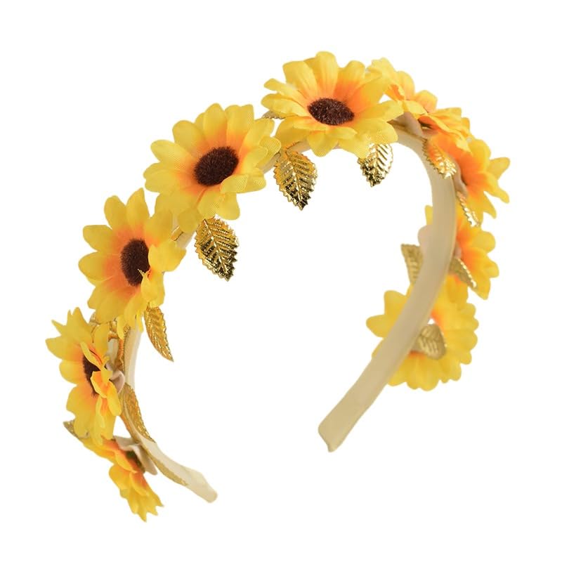 NYRWFQXG Sunflower Headbands Sunflower Crown Headband for Women Girls Festival Head Bands Sunflower Hair Accessories for Women Sunflower Gifts Wedding Party Head Pieces Sunflower Hairbands