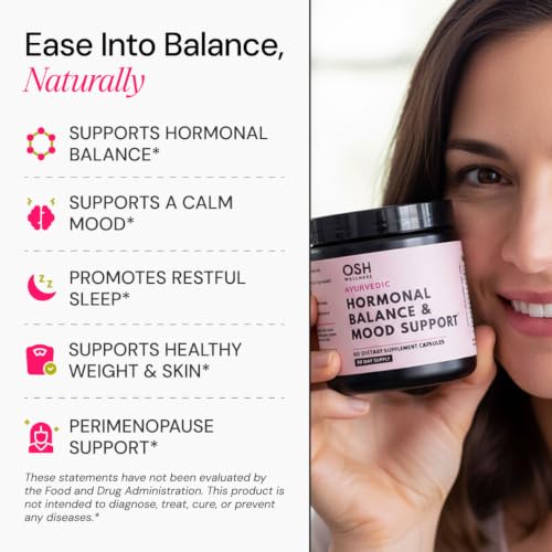 Image of Ayurvedic Hormone Balance for Women | Cortisol Reducer | Mood, Energy, Stress, & Sleep Support | Estrogen | Perimenopause | Ashwagandha, Rhodiola, & Holy Basil | Made in USA | 60 Ct. - OSH Wellness