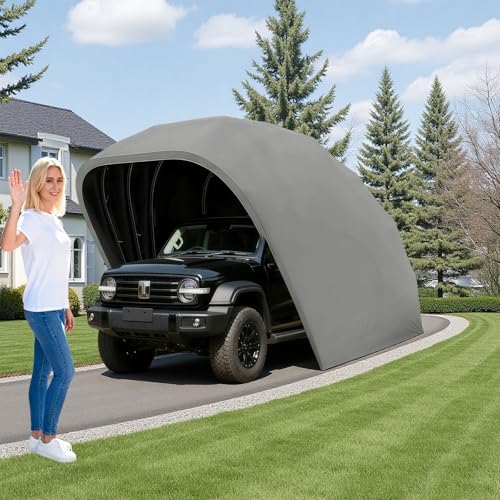 Stainless Steel Grey Carport, Foldable Retractable Car...