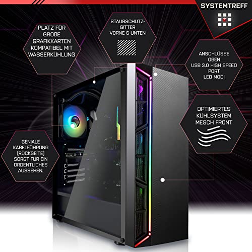 SYSTEMTREFF® Gaming Komplett PC Set AMD Ryzen 7 5700X 8x4.6GHz | Nvidia GeForce RTX 3060Ti 8GB DX12 | 1TB M.2 NVMe + 512GB SSD | 16GB DDR4 RAM | WLAN Desktop Paket Computer für Gamer, Gaming – Bild 4