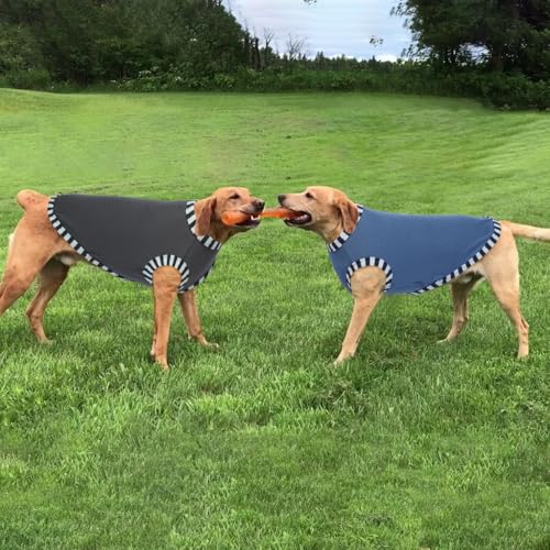 Katzinst 2er Pack Hundeshirt für Großer Hunde, Sonnenschutz, Elastisches und Atmungsaktives Ärmellose Hundeshirts für Heißes Wetter, Sommer Shirt für Golden Retriever,Gehen, Laufen(Grau, Blau 3XL)