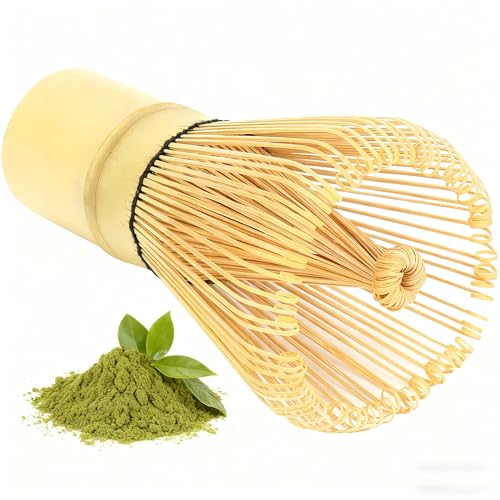 Matcha Besen Whisk aus Bambus Handgefertigter Chasen für Matcha Tee & Matchapulver Japanischer Bambusbesen für Teezeremonie Nachhaltiges Matcha Zubehör mit 6070 Borsten