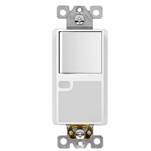 TOPGREENER Interruptor de paleta de luz de guía LED con sensor automático de luz diurna, interruptor de luz decorativa de luz nocturna, 120VAC15A,