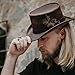 American Hat Makers Marlow Large Genuine Leather Top Hat for Men & Women | Handmade Steampunk Style | Bold Biker Fashion Statement Hat | Unique Accessory for Concerts, Costumes, and Special Events