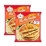 Taj Mix Veg paratha, 4Pieces, Made from whole Meal Flour, Indian bread stuffed with mix vegetables & spices, Traditional south asian flatbread, Suitable for Vegetarians, 400g (Pack of 2)