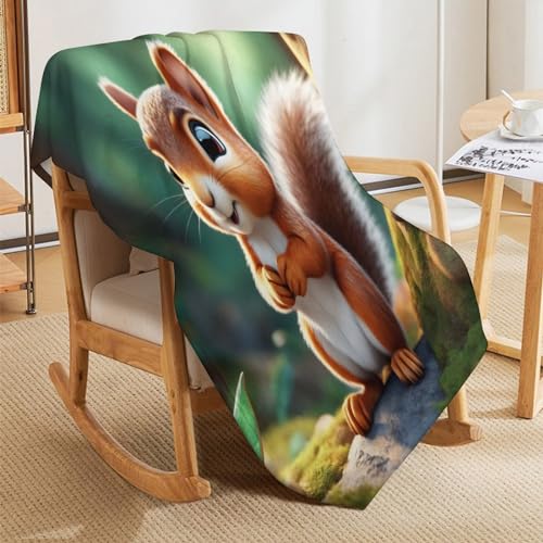 Couverture Polaire Écureuil en Flanelle Douce pour Canapé et Lit 150x200cm - 8