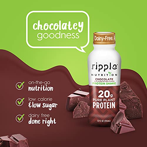 Ripple Vegan Protein Shake Chocolate 20g Nutritious Plant Based Pea Protein Shelf Stable