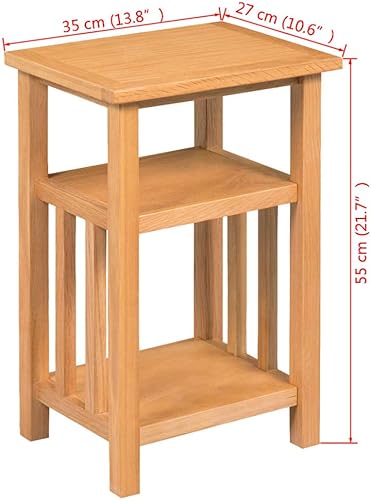 Miniatura 3 de vidaXL Mesa auxiliar con estante para periódicos, roble macizo, 10.6 x 13.8 x 21.7 in