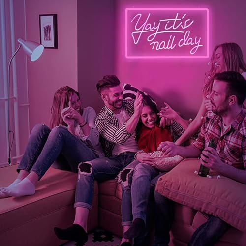 Image of Nail Day Light Up Neon Sign, Acrylic Wall Mount Decor, Dimmable USB Powered, 13.8 x 8.54 in, for Girls Room