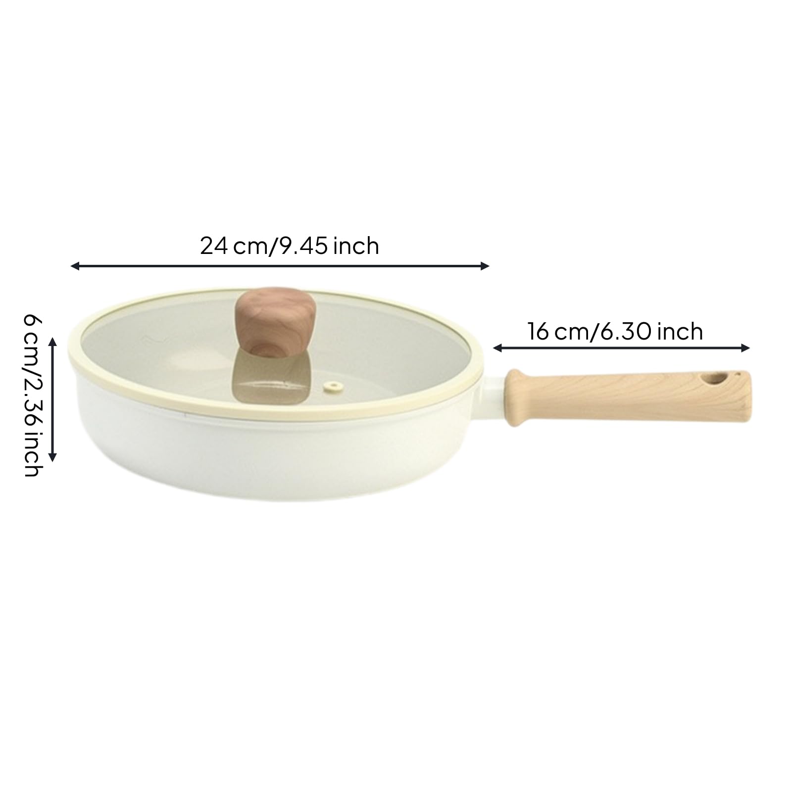 Poêle à Frire Alliage D'aluminium Entrien Facile Poêle à Frire 24 Cm Compact pr Déjeuner Matinal, Poêle 24CM W