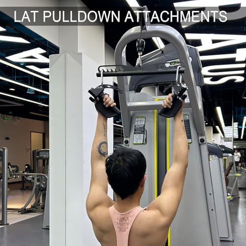 Image of Adjustable Lat Pull down Bar, Cable Machine Attachments for Gym, Home Gym Fitness T-bar Row Pulldown Attachments, Lat Pull Down Machine Wide Grip Neutral Grip Handle
