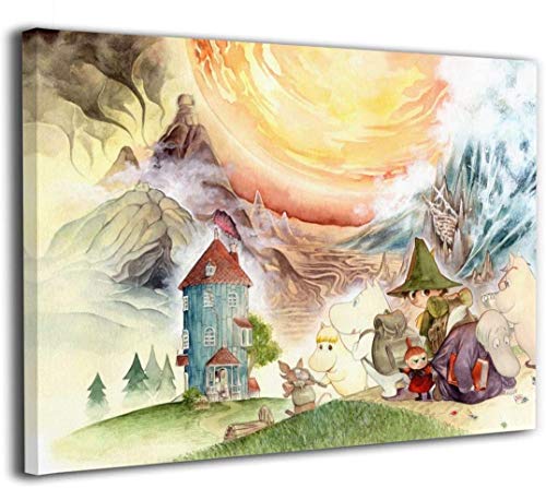 ムーミン Moomin ポスター 油絵 アートパネル 壁飾り 絵画 壁掛け ポスター 写真 インテリア フレーム アートフレーム キャンバス絵画 壁アート モダン 木枠付きの完成品 40x50cm