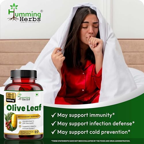Image of Humming Herbs Olive Leaf & Fruit Extract 1200mg - Advanced Immune Support with Astragalus & Echinacea - Antioxidant-Rich Heart Health Formula