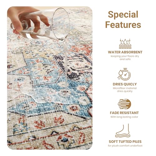 Aspire Homeware Rugs for Bedroom Living Room 120x170 cm - Traditional Area Rugs Modern Coastal Cashmere Style - Soft Short Pile Vintage Rug - Carpet for Dining Room Easy To Clean
