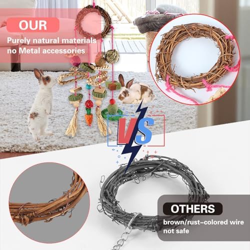 YIXUND Bunny Chew Toys, Rabbit Toys for Teeth Timothy Grass Toys for Guinea Pigs Hamster Chinchillas Rats and Other Rodent Toy Set - Image 3