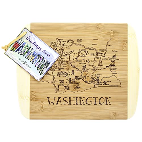 Image of Totally Bamboo A Slice of Life Washington Engraved Map Cutting Board