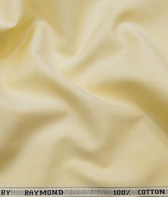 Image of Raymond 100% Cotton Fabric (All Weather Fabric, Unstitched Premium Fabric, Solid, Less Wrinkles) (Yellow, 3.5 Meters for Kurta Pajama)