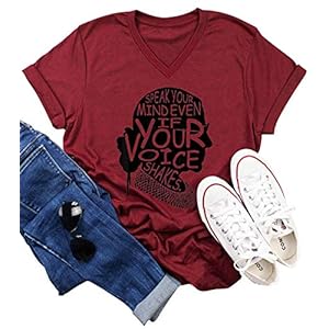 Speak-Your-Mind-Even-if-Your-Voice-Shakes-V-Neck-T-Shirts-Womens-Feminism-Quotes-Feminist-Funny-Graphic-Tee-Shirt-Tops Speak Your Mind Even if Your Voice Shakes V Neck T Shirts Womens Feminism Quotes Feminist Funny Graphic Tee Shirt Tops (Red, 2X-Large)