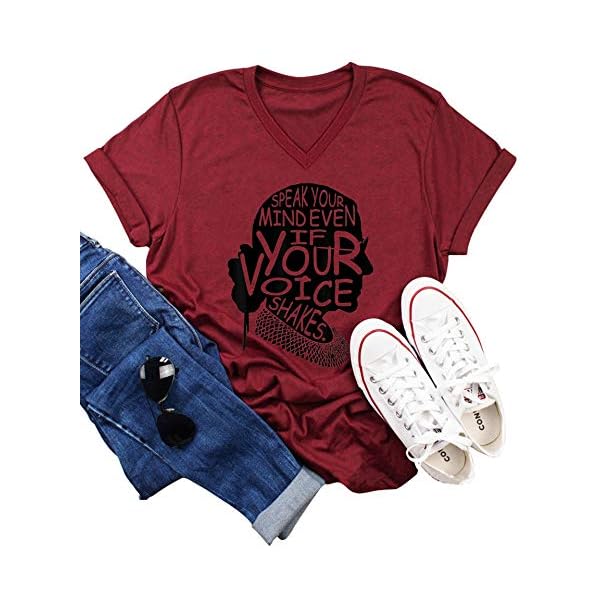 Speak-Your-Mind-Even-if-Your-Voice-Shakes-V-Neck-T-Shirts-Womens-Feminism-Quotes-Feminist-Funny-Graphic-Tee-Shirt-Tops Speak Your Mind Even if Your Voice Shakes V Neck T Shirts Womens Feminism Quotes Feminist Funny Graphic Tee Shirt Tops (Red, 2X-Large)