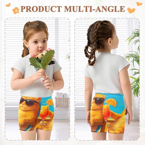 Girls Biker Shorts Toddler Cotton Shorts for Under Skirts Cat Beach Chair Tropical Cocktail Kids Clothing 4t4