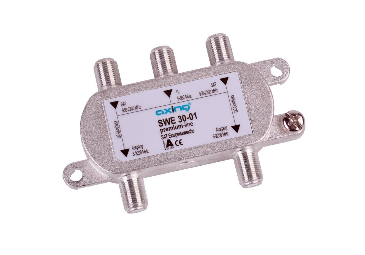 Axing SWE 30-01 Miscelatore combinatore diplexer per segnale tv satellitare e digitale terrestre, per Twin-LNB a 2 uscite