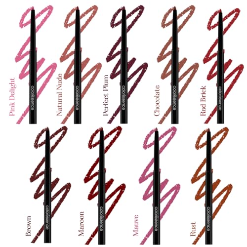 Image of Coloressence Pout Perfect Matte Lip Liner Combo Set of 9 Shades (Multicolor) | Long Lasting | Lightweight | Highly Pigmented | Non-Drying Formula | Waterproof