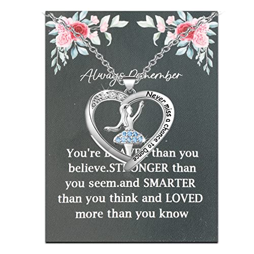 WSNANG Dancer Necklace Never Miss a Chance To Dance Pendant jewelry with Inspirational Gift Card for Friend Sister Mom Dancing Gifts