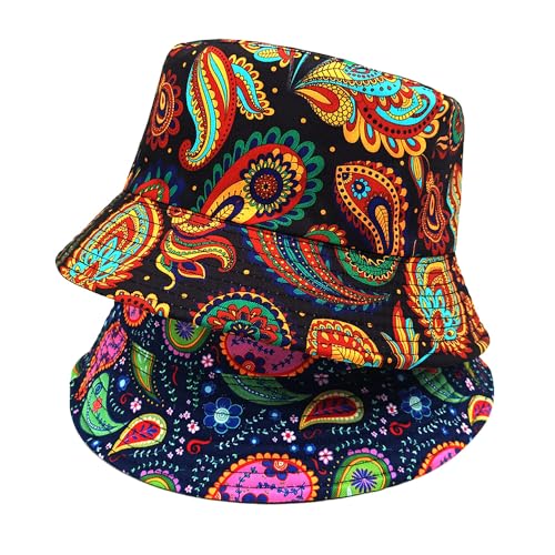 Image of Bucket Hat for Women Men,Travel Sun Beach Cap,Unisex Fishing Outdoor Boonie (Paisley Bohemia)
