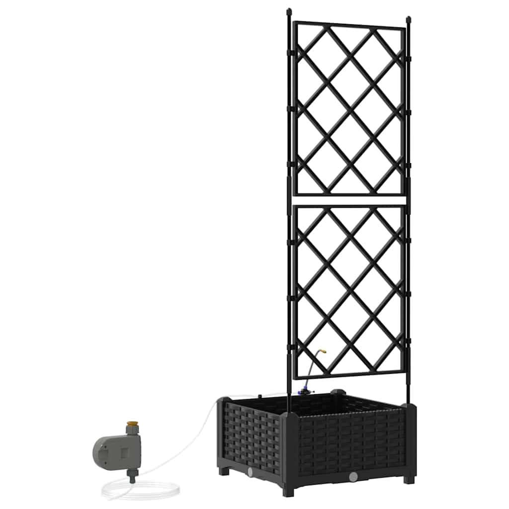 Jardinière surélevée noire - 40 x 40 x 126 cm - En acier - Avec auto-irrigation - Design moderne - Robuste et durable - Pour jardin, terrasse, balcon