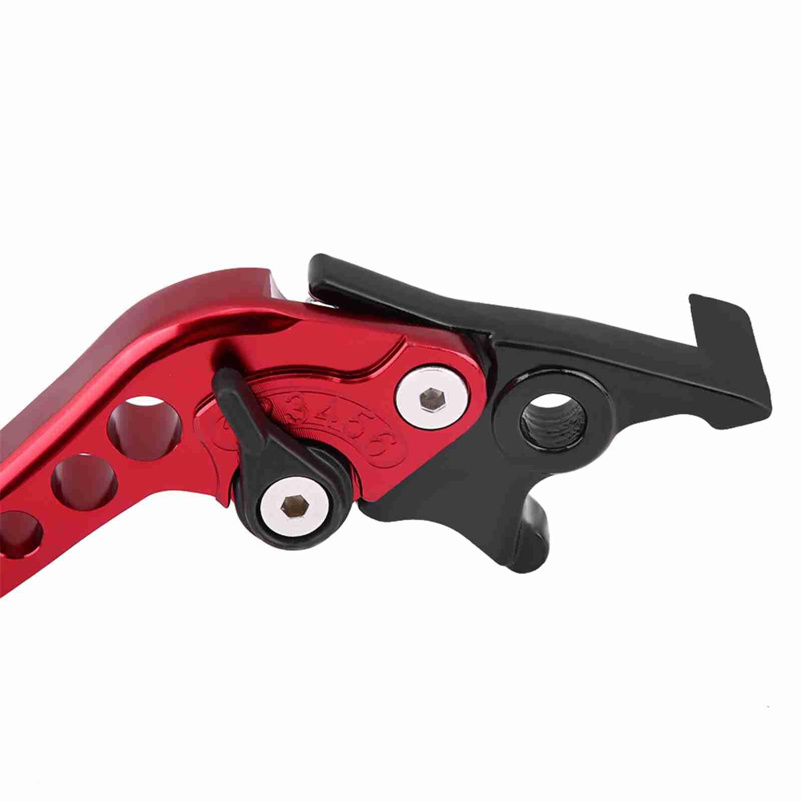 Qiilu Levier de frein, Leviers de frein à double disque 1 paire poignée de modification de motos de motocyclette en alliage d'aluminium CNC universel Levier d'embrayage (rouge)