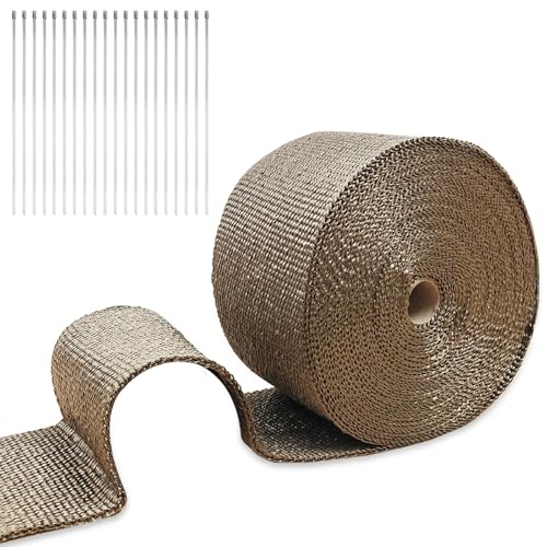 2 x 66 Titanium Basalt Fiber Exhaust Wrap with 20 Self-Locking Ties