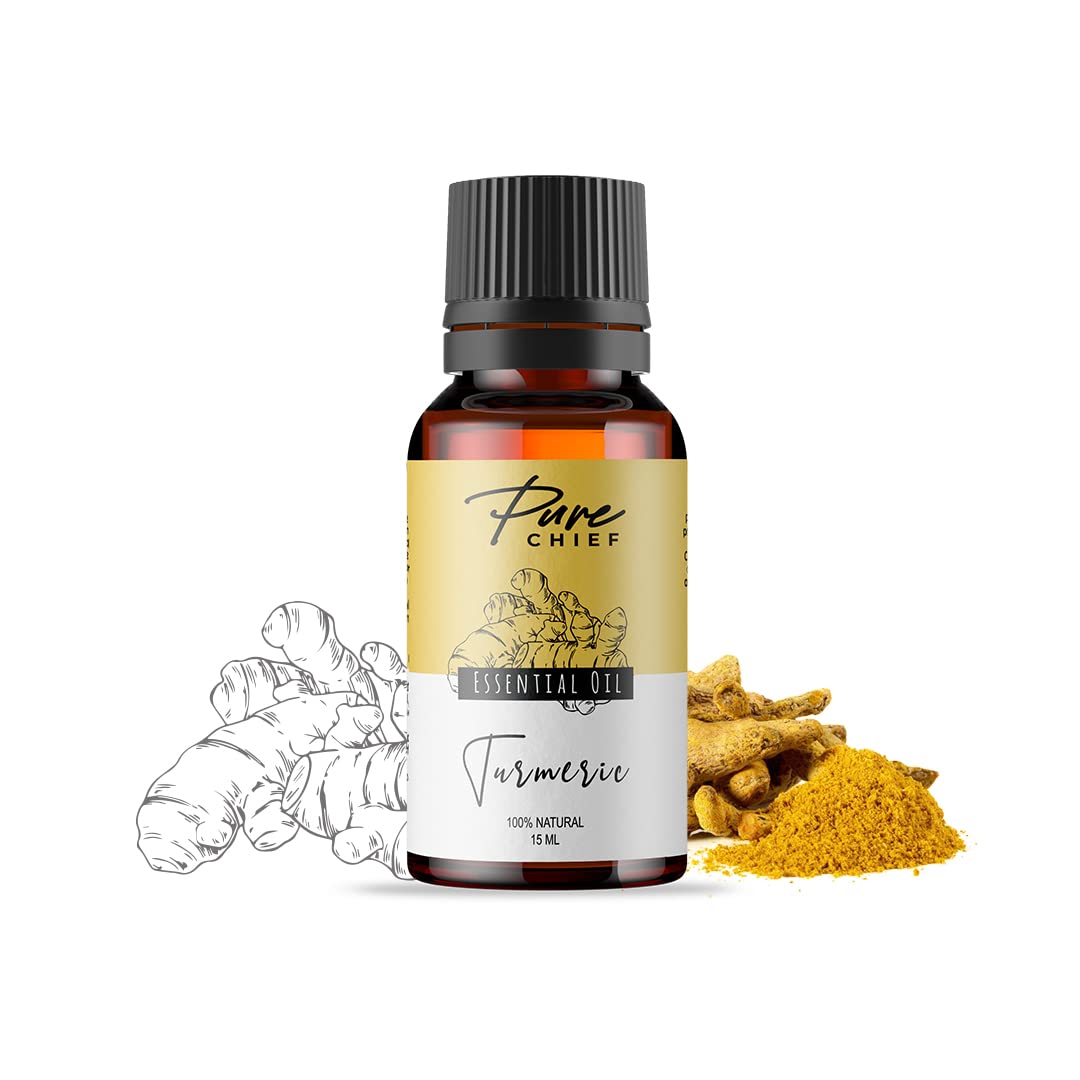 Pure Chief Essential Oil | For Acne Removal, Hair Growth & Better Sleep | Excellent For Aromatherapy | Paraben & Sulphate Free, 15ml (Turmeric)