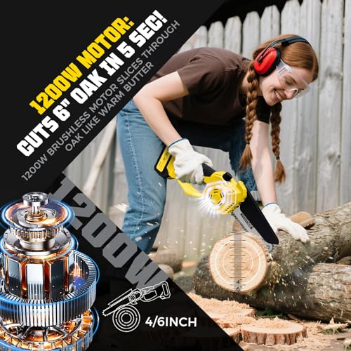 Image of 2-in-1 Electric Pole Saw for Tree Trimming,1200W Brushless 6 Inch