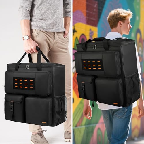 Image of Computer Desktop Tower Large Carrying Case, PC Travel Case Backpack for ATX Mid-Tower Desktop Computer, Padded Portable Bag with Adjustable Straps for LAN Parties and Office Move