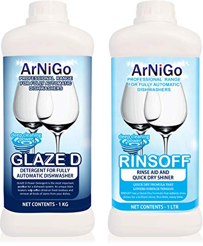 ArNiGo Dishwasher Combo – Dishwasher Detergent (1kg) and Rinse Aid/Shiner (1L)