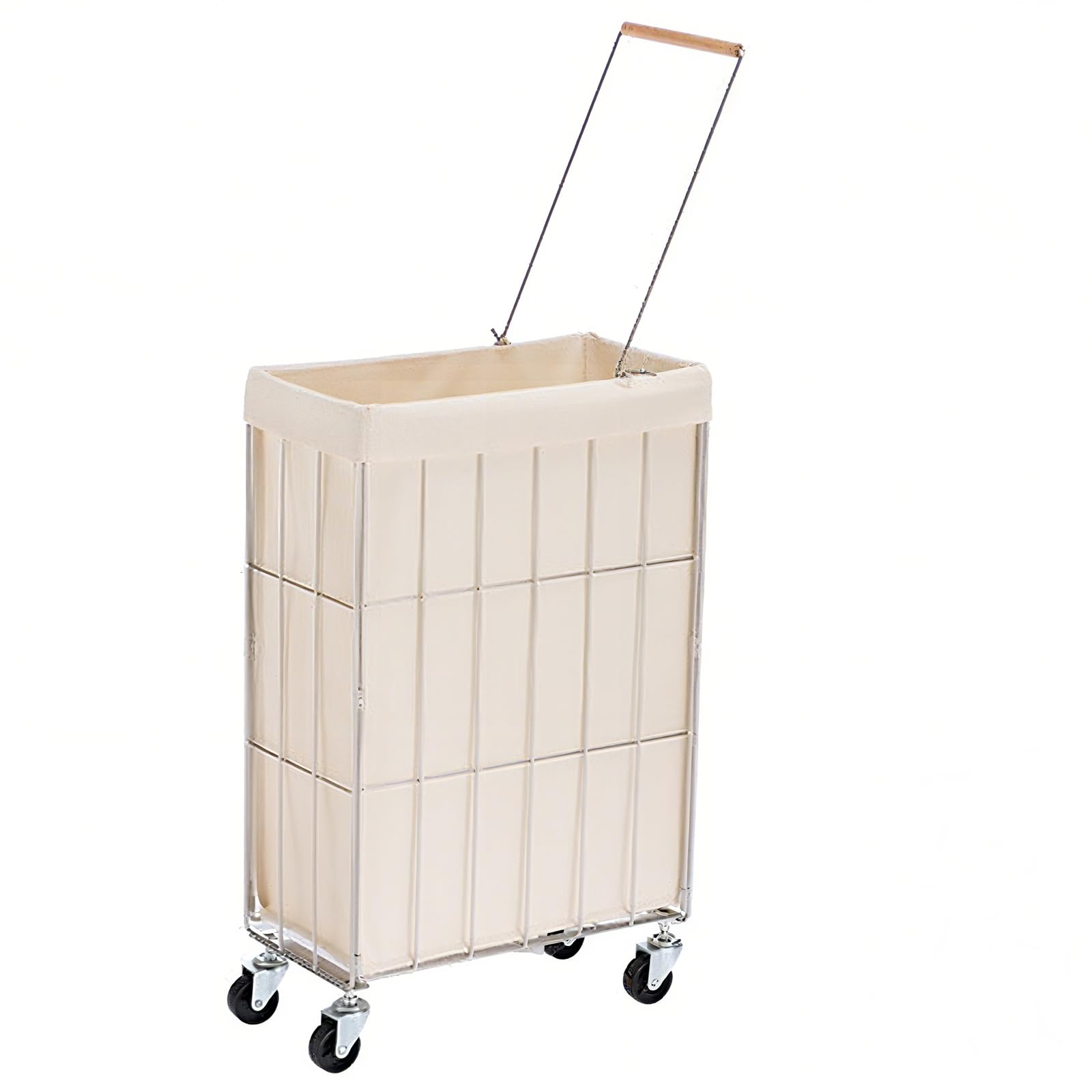 Cesto de Ropa con Ruedas Estrecho 40×21×65 cm, Beige