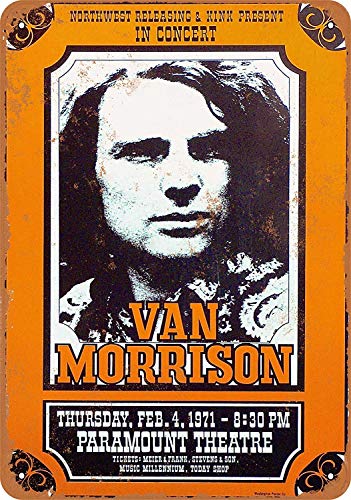 Treasun 1971 Van Morrison in Portland Oregon 12 X 8 Inches Retro Metal Tin Sign - Vintage Art Poster Plaque