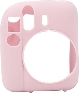 Capa Protetora de Silicone para Câmera Instantânea Fuji Instax Mini 12/Polaroid Mini 12, Capa Fuji 12, Capa Protetora Macia, Posição Precisa do Furo, Capa Removível (Rosa)
