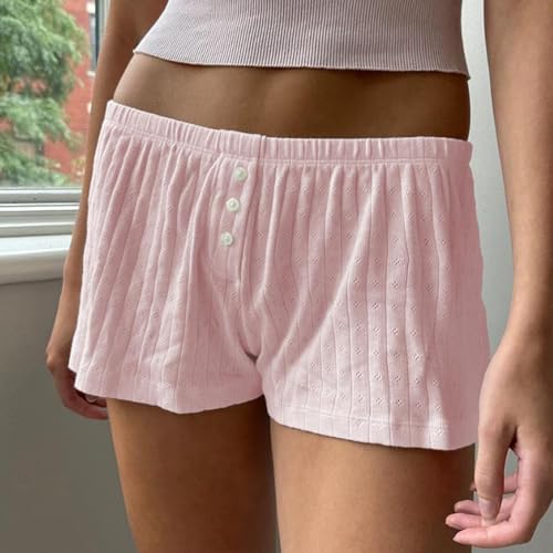 Womens Y2K Pajama Shorts Low Waist Striped Floral Lounge Boxers Pj Bottoms Comfy Sleep Shorts2