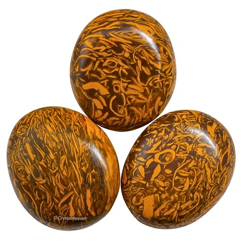 Image of Crystal Heaven Certified Mariyam Jasper Crystal Palm Pebble Stones for Anxiety Stress Relief Massage, AAA Grade Original Healing Gemstone Agate Palm Stone for Yoga Meditation Spiritual Reiki Feng Shui
