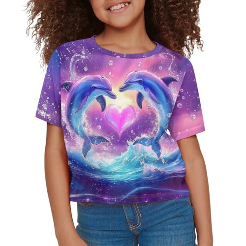Image of Girls Summer Crop Top Outfits Short Sleeve T Shirts Kids Cute Clothes Tees Blouse
