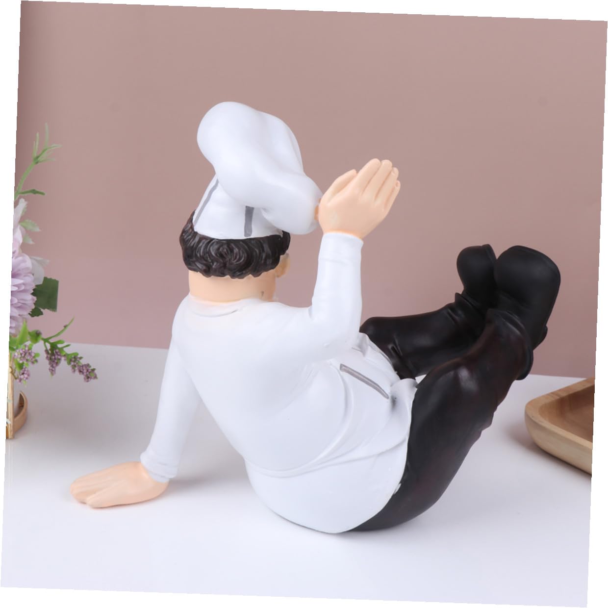 Lurrose Statuetta da Chef in Resina Europea Ornamento da Cucina Decorativo Stabile per Casa Bar Ristorante e Panetteria Scultura Modellata a Mano per Decorazione Tavolo