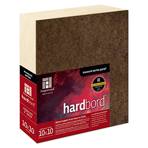 Image of Ampersand Art Supply Hardboard Wood Painting Panel: Museum Series Hardbord, 10 inch x 10 inch, 2 Inch Cradled Profile